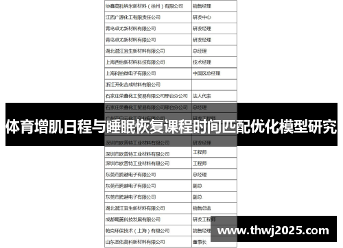 体育增肌日程与睡眠恢复课程时间匹配优化模型研究